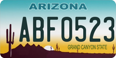 AZ license plate ABF0523
