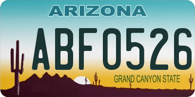 AZ license plate ABF0526