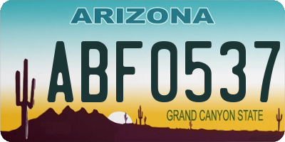 AZ license plate ABF0537