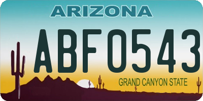 AZ license plate ABF0543
