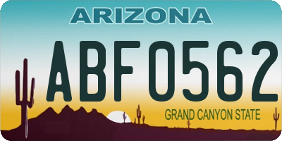 AZ license plate ABF0562
