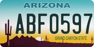 AZ license plate ABF0597