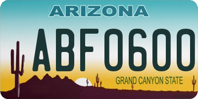 AZ license plate ABF0600