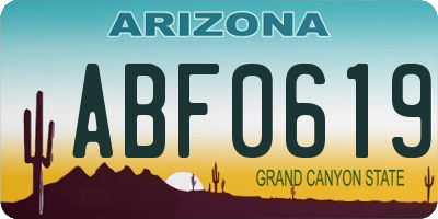 AZ license plate ABF0619