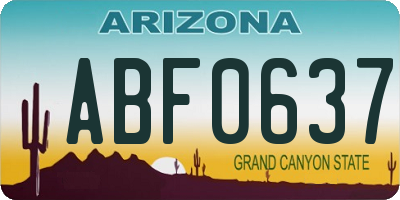 AZ license plate ABF0637