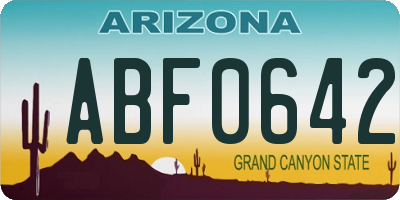 AZ license plate ABF0642