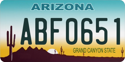 AZ license plate ABF0651