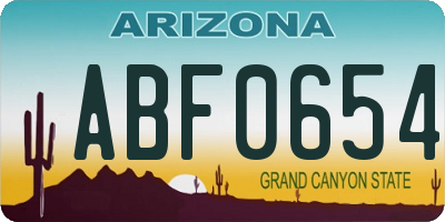 AZ license plate ABF0654