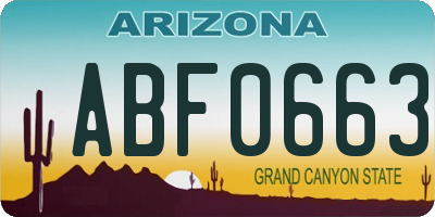 AZ license plate ABF0663