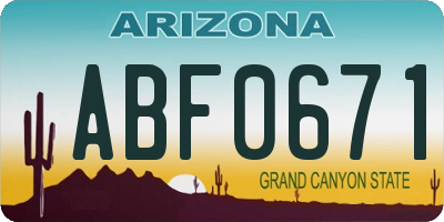 AZ license plate ABF0671