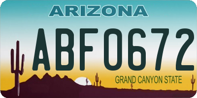 AZ license plate ABF0672