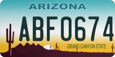 AZ license plate ABF0674