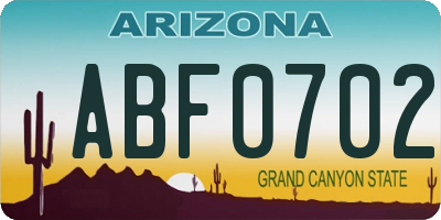 AZ license plate ABF0702