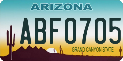 AZ license plate ABF0705