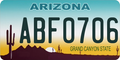 AZ license plate ABF0706