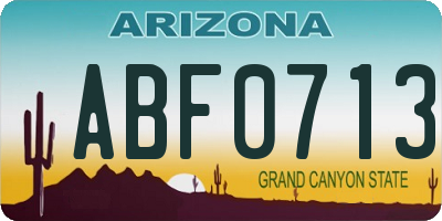 AZ license plate ABF0713