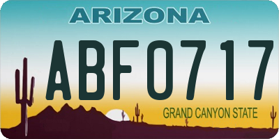 AZ license plate ABF0717
