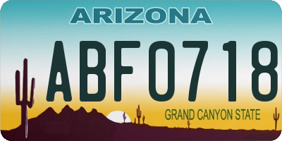 AZ license plate ABF0718