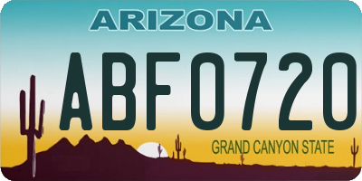 AZ license plate ABF0720