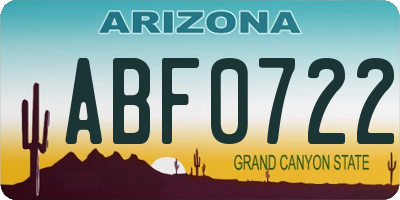 AZ license plate ABF0722