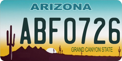 AZ license plate ABF0726
