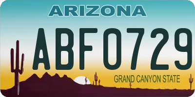 AZ license plate ABF0729