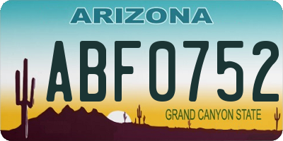 AZ license plate ABF0752