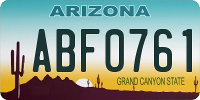 AZ license plate ABF0761