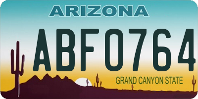 AZ license plate ABF0764