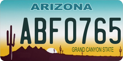 AZ license plate ABF0765