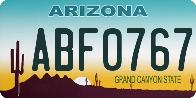AZ license plate ABF0767
