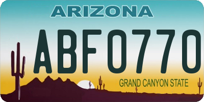 AZ license plate ABF0770