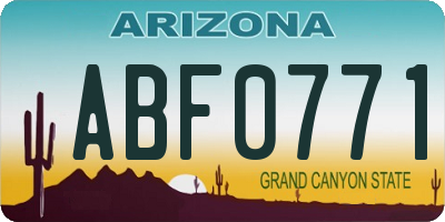 AZ license plate ABF0771