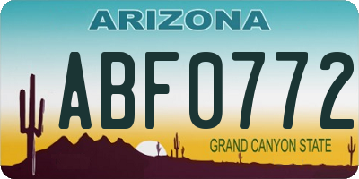 AZ license plate ABF0772