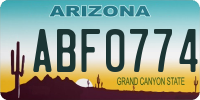 AZ license plate ABF0774