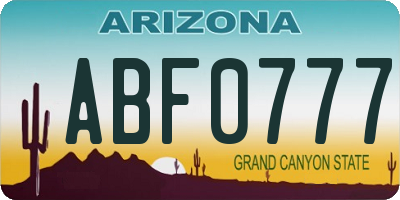 AZ license plate ABF0777