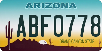 AZ license plate ABF0778