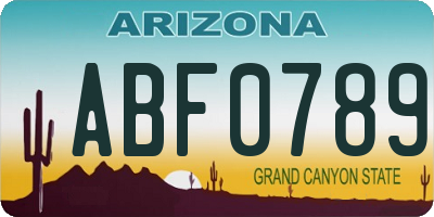 AZ license plate ABF0789
