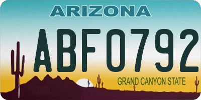 AZ license plate ABF0792