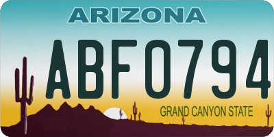 AZ license plate ABF0794