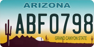 AZ license plate ABF0798
