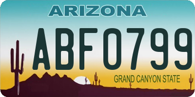 AZ license plate ABF0799
