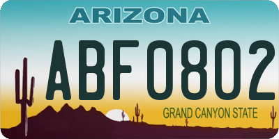 AZ license plate ABF0802