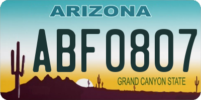 AZ license plate ABF0807