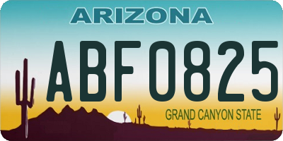 AZ license plate ABF0825