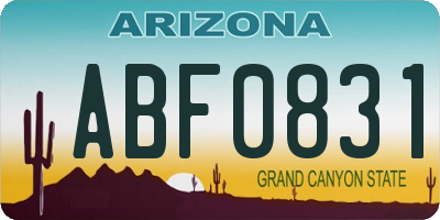 AZ license plate ABF0831