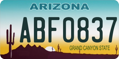 AZ license plate ABF0837