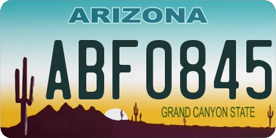 AZ license plate ABF0845