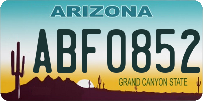 AZ license plate ABF0852