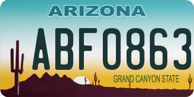 AZ license plate ABF0863